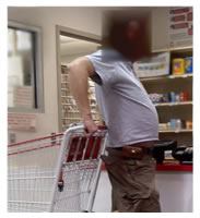 proud overweight male shopper